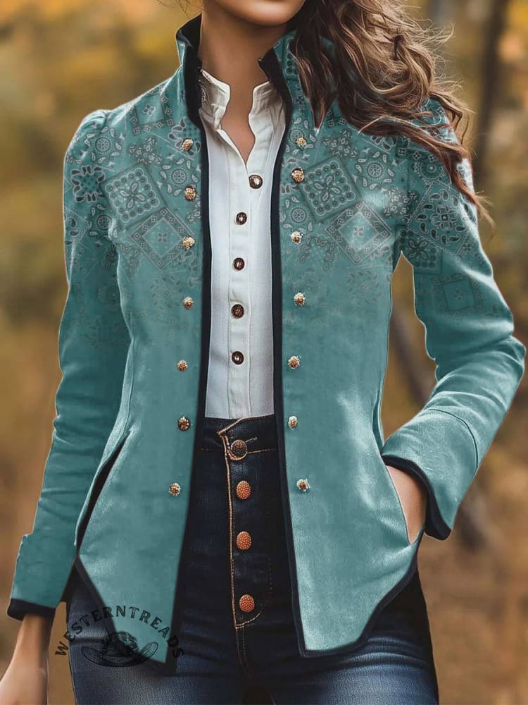 Women's Paisley Print Casual Jacket