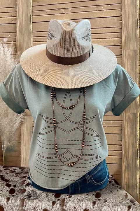 Retro Boot Stitch Graphic T-Shirt