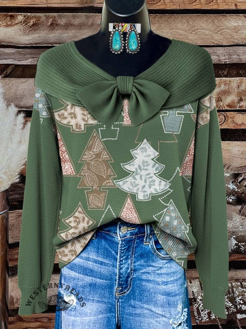 Women's Christmas Trees Print Casual Sweater