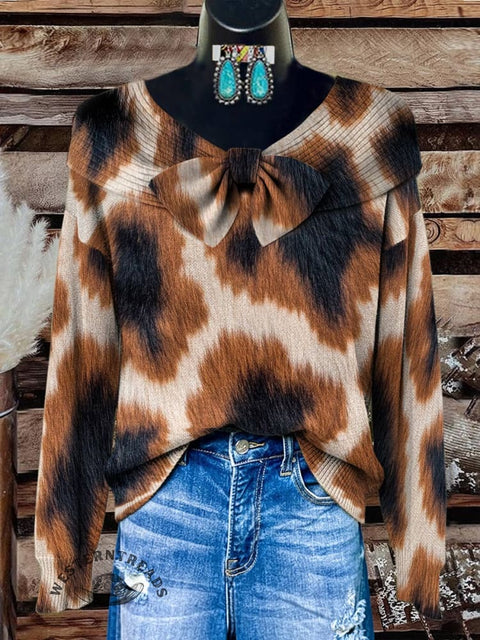 Cow Texture Print Buttoned Cardigan Sweater