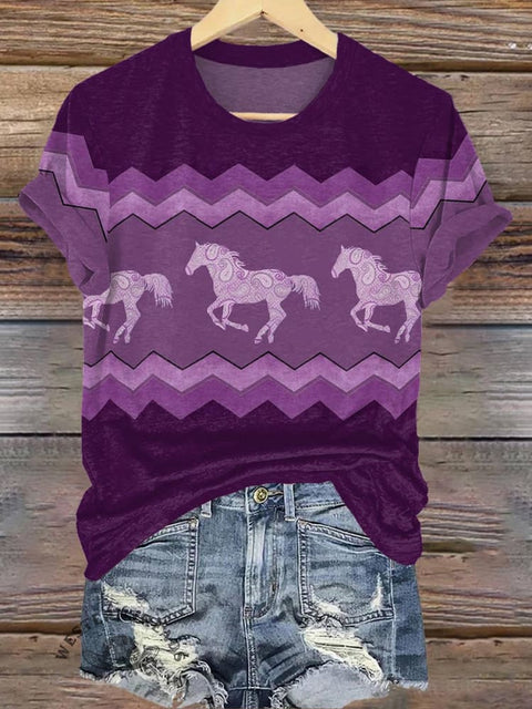 Purple Horse Print T-shirt