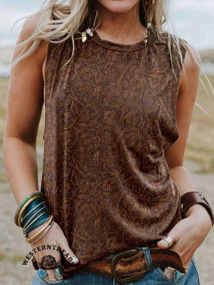 🔥Limited Time Discount🔥Classic West Print Leather Texture Patterns T-shirt