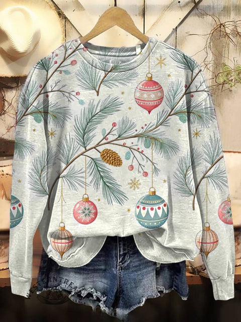 Christmas Print Casual Cotton Sweatshirt