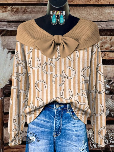 West Stripes Floral Print Buttoned Cardigan Sweater