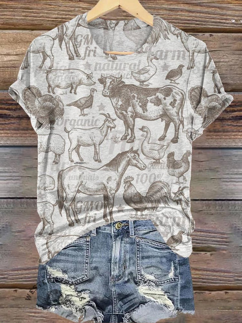 FARM ANIMALS Print T-shirt