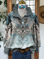 Women's Paisley Print Casual Long Sleeve Comfortable Top