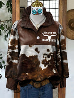 LETS PUT THE CRAZY AWAY Print Casual Long Sleeve Comfortable Top