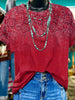 Red Paisley Print T-shirt