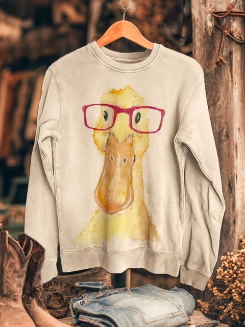 Duck Print Casual Cotton Sweatshirt