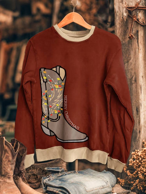 Christmas Print Casual Cotton Sweatshirt