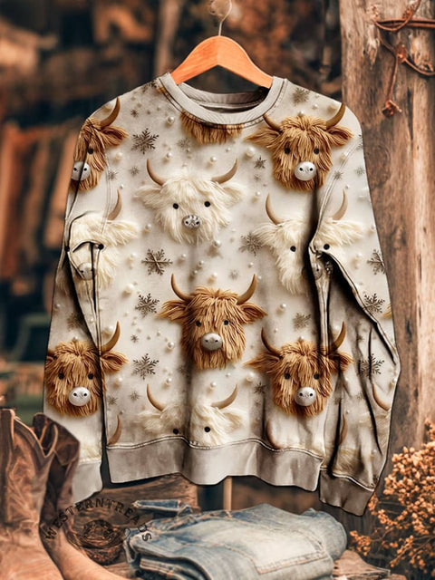 Cow Print Casual Cotton Sweatshirt