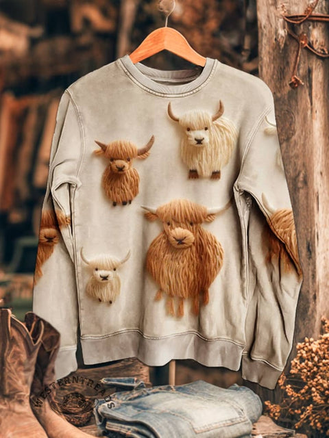 Cow Print Casual Cotton Sweatshirt