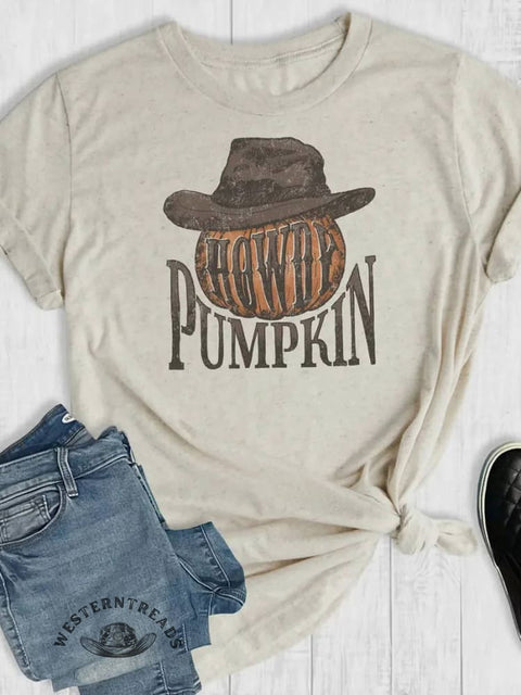 HOWDY PUMPKIN Halloween Print T-shirt