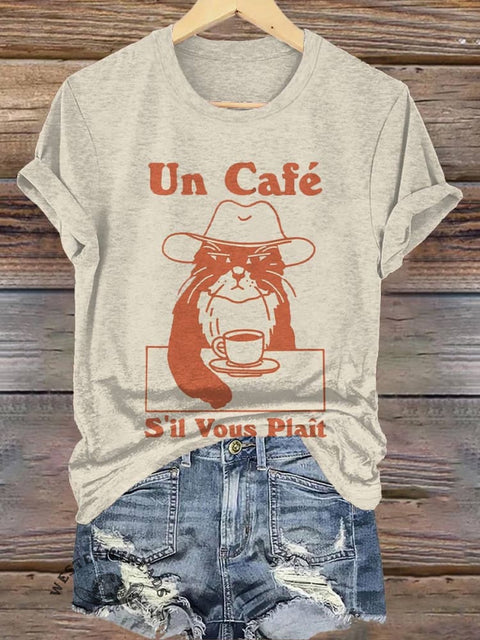 Cowboy Cat Print T-shirt