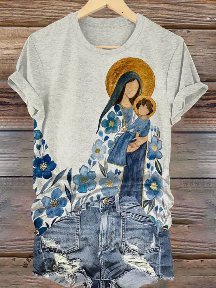Virgin Mary Mug Print T-shirt