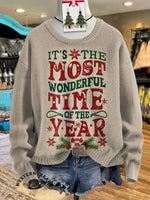 Christmas Print Casual Cotton Sweatshirt