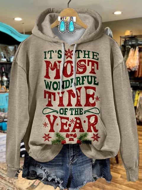 Christmas Print Cotton Casual Hoodie Sweatshirt