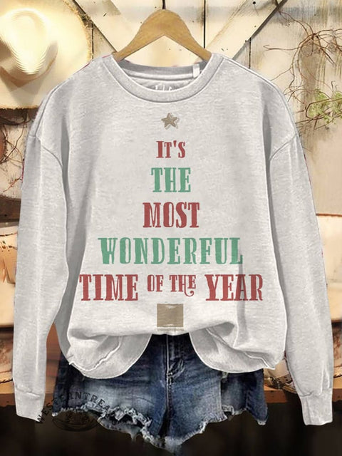 Christmas Print Casual Cotton Sweatshirt