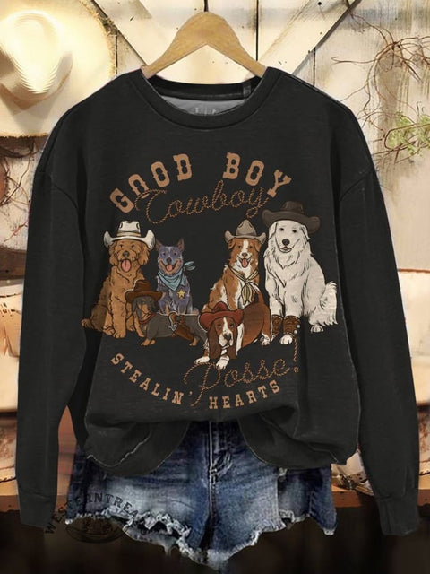 Classic West Art Print Casual Cotton Sweatshirt