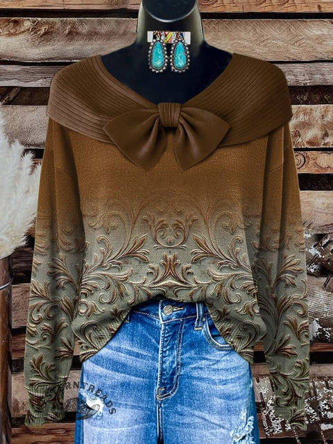Classic West Print Buttoned Cardigan Sweater
