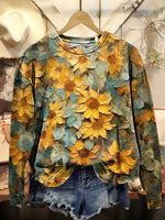 Vintage Sunflower Hippie Love and Peace Art Casual Sweatshirt