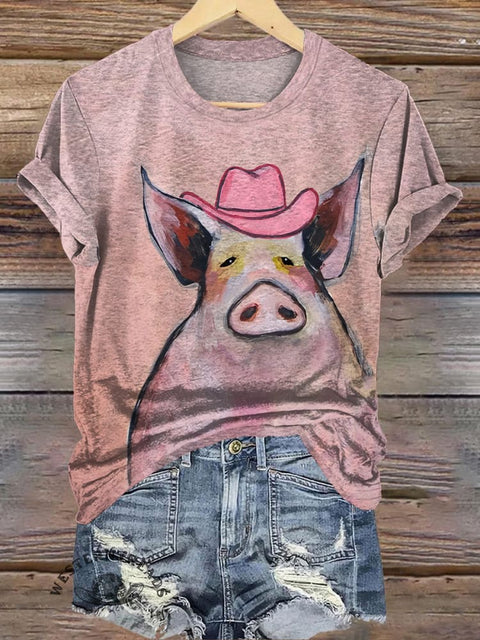 Cowboys Hat Ranch Pig Art Print T-shirt
