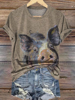 Retro Ranch Pig Art Print T-shirt