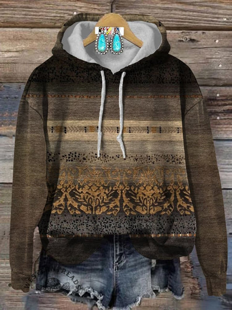 Retro Texture Art Print Cotton Casual Hoodie Sweatshirt
