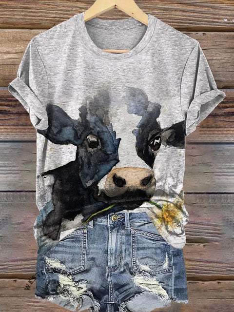 Cute Cow Watercolor Print T-shirt