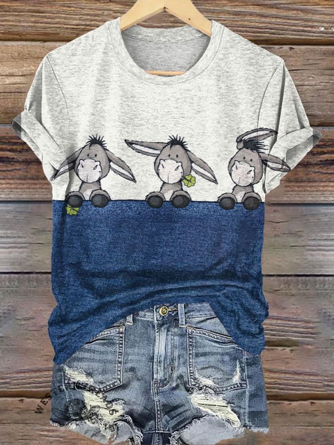 Cute Donkey Pattern Print T-shirt