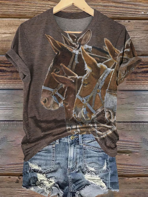 Donkey Art Pattern Print T-shirt