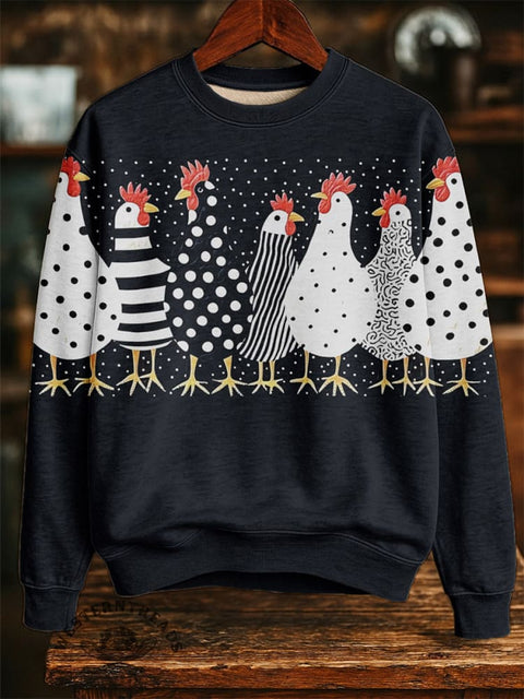 Ranch Chicken Art Print Casual Cotton Sweatshirt