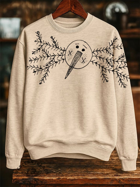 Simple Christmas Art Print Casual Cotton Sweatshirt