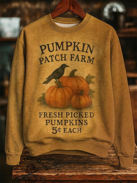 Retro Helloween Art Print Casual Cotton Sweatshirt