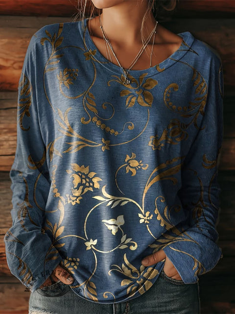 Women's Floral Art Print Casual T Shirt