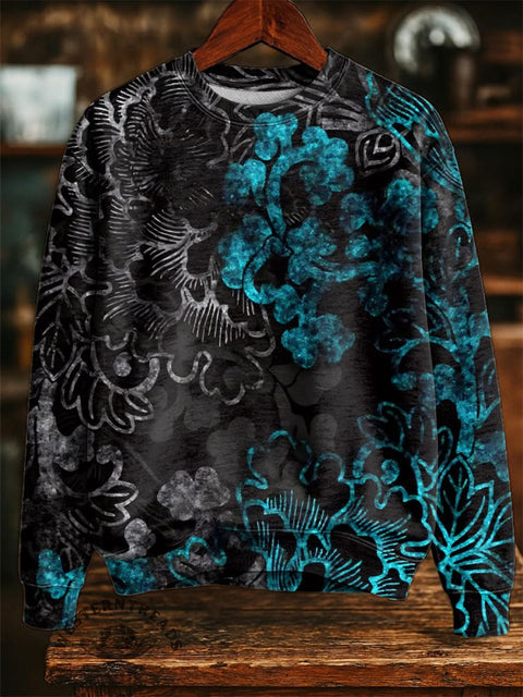 Floral Art Print Casual Cotton Sweatshirt