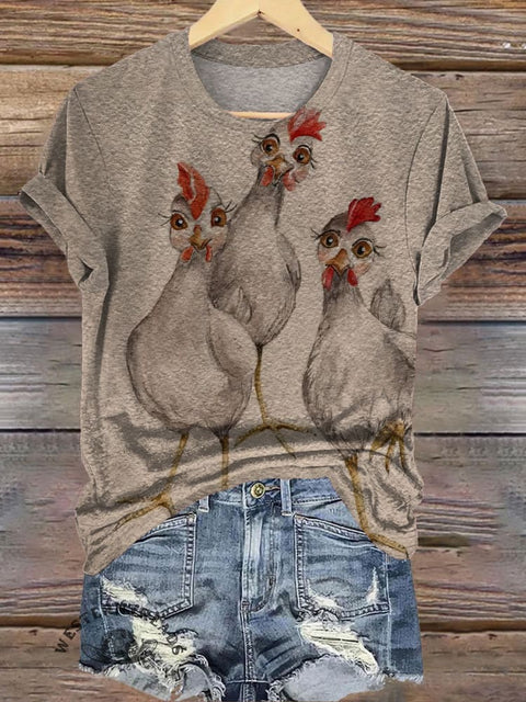 Retro Chicken Art Print T-shirt