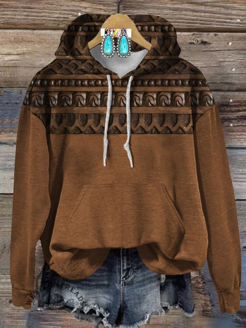 Retro Texture Pattern Cotton Casual Hoodie Sweatshirt