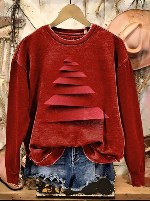 Christmas Tree Art Casual Cotton Sweatshirt