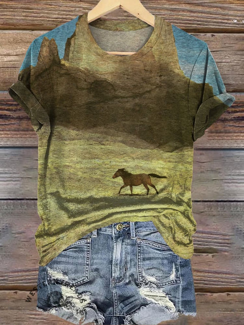 Wild West Horse Art Print T-shirt