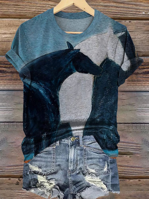 Retro Horse Art Print T-shirt