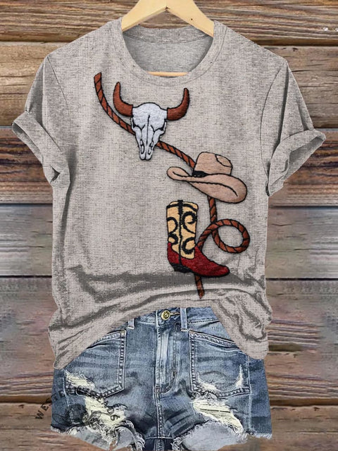 Cowboy Pattern Print T-shirt