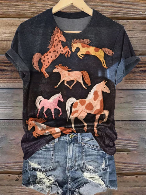 Retro Horse Art Print T-shirt