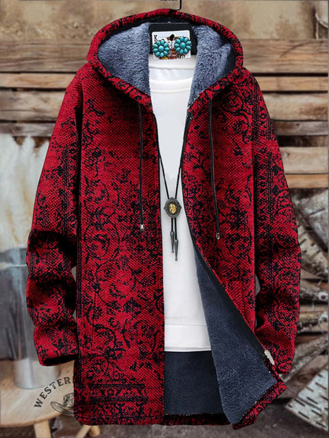 Retro Pattern Unisex Plush Thick Long-Sleeved Sweater Cardigan Coat