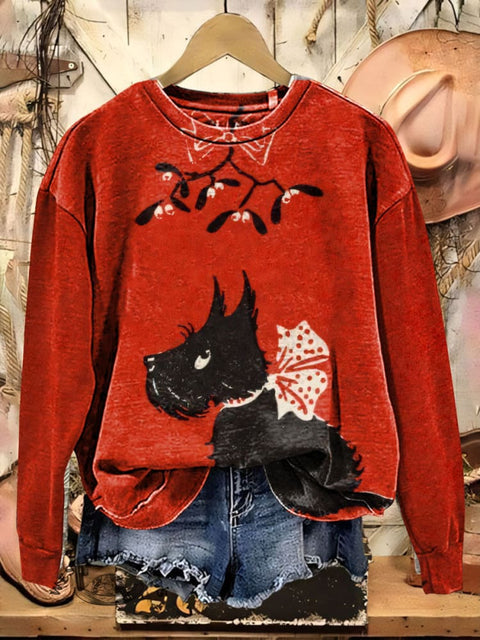 Retro Christmas Art Casual Cotton Sweatshirt