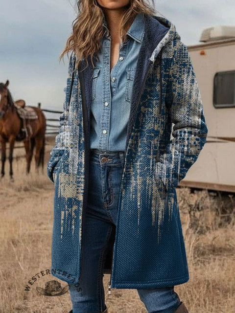 Retro Aztec Unisex Plush Thick Long-Sleeved Cardigan Coat