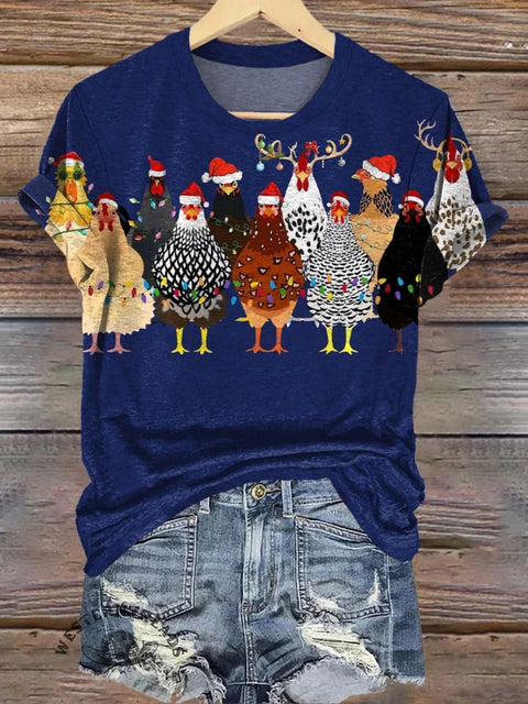 Christmas Chicken Art T-shirt