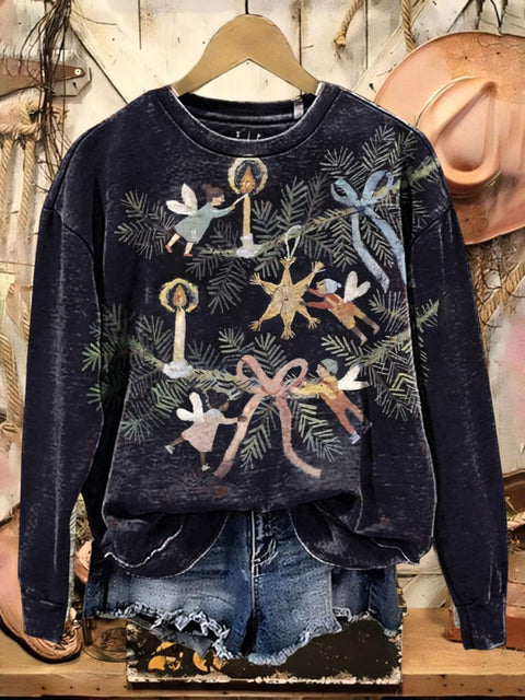 Retro X-mas Pattern Casual Cotton Sweatshirt