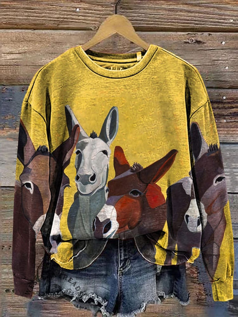 Retro Donkey Casual Cotton Sweatshirt