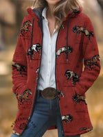 Retro Horse Unisex Plush Thick Long-Sleeved Cardigan Coat